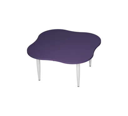 PLAYFORM 25 modulární hravé stoly, výška 520 mm, kovová podnož bílá, deska 25 mm, fialková
